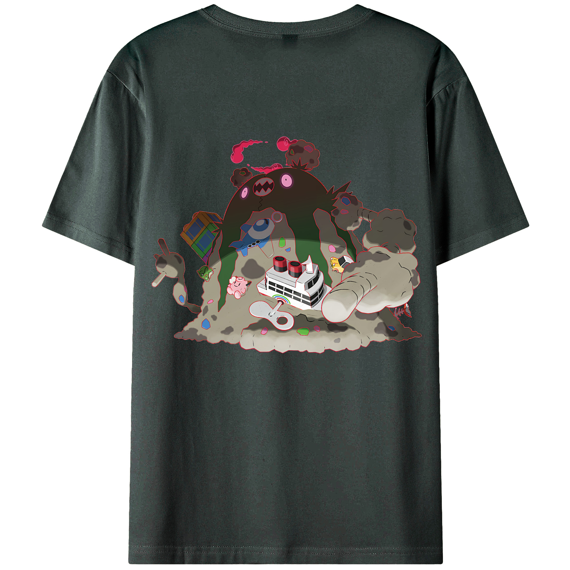 （画像用） ポケットモンスター Pokémon 綿100％ メンズ半袖Tシャツ（バックプリント） 通気性